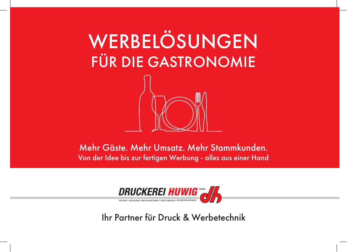 Titelseite der Broschüre: Werbelösungen für die Gastronomie