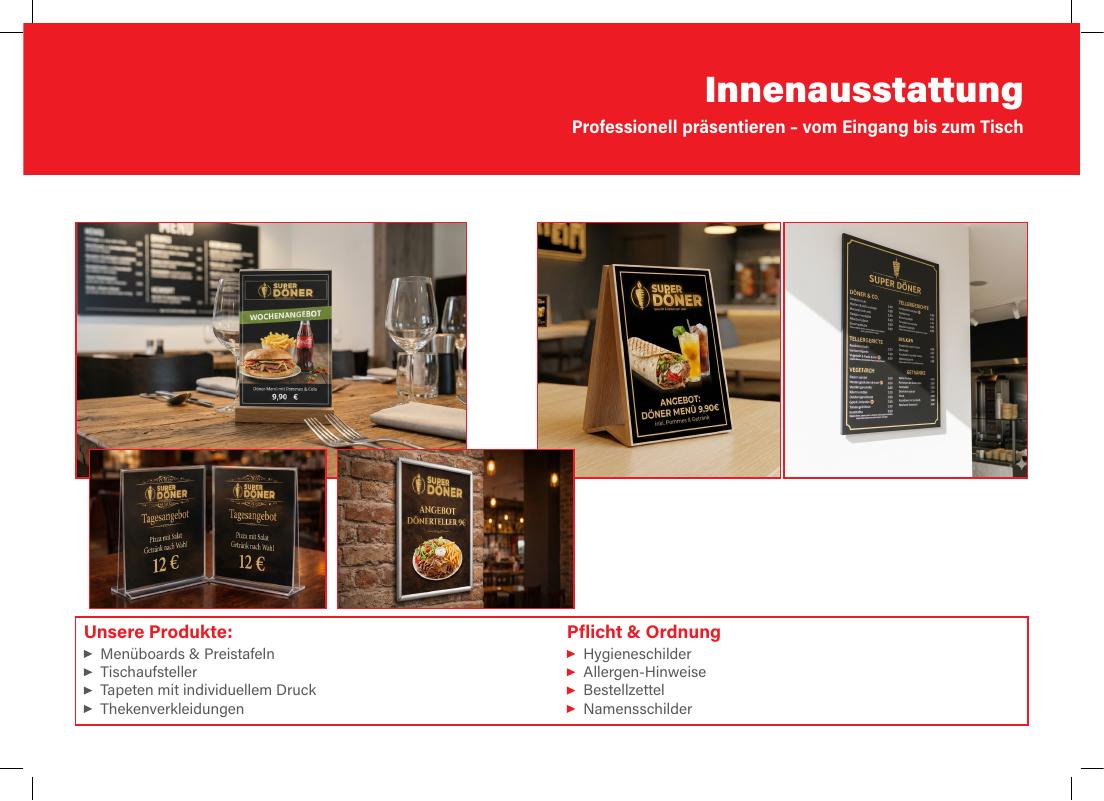 Tischaufsteller und Menüboards für die Gastronomie
