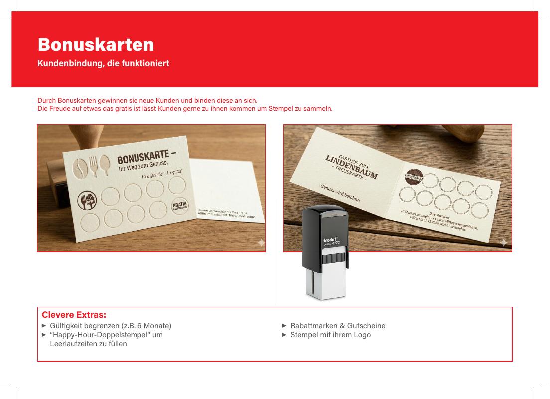 Bonuskarten mit Stempel für die Kundenbindung