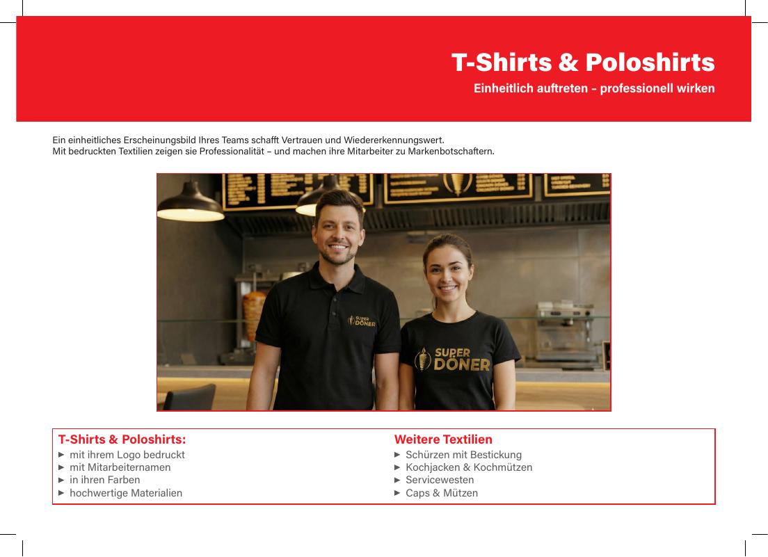 Bedruckte T-Shirts und Poloshirts für das Gastronomie-Team