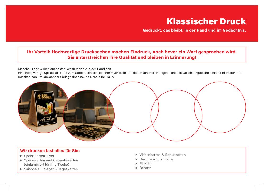 Speisekarten und klassische Drucksachen für die Gastronomie